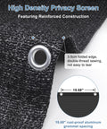 Close-up of Black 3x10 Privacy Screen Fence Cover Made From HDPE Mesh With Grommets, showing reinforced construction and 19.68" grommet spacing