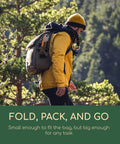 Person hiking with Foldable Camp Saw With 11.4 Inch SK5 Steel Blade attached to backpack