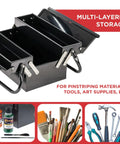 Metal Folding Storage Box Two Level Portable Toolbox for Auto and Home Tools Pinstriping Supplies Auto Body Gear