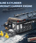 Inline 6-cylinder engine interior of Dope Aircraft Carrier Engine Building Set With Inline Six Cylinder Motor Realistic Military Aviation Engine Model Kit 3222 Piece Collectible Construction Toys Gift For Teens And Adults