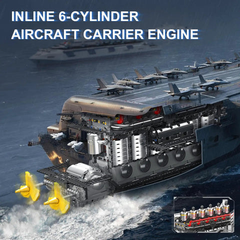 Inline 6-cylinder engine interior of Dope Aircraft Carrier Engine Building Set With Inline Six Cylinder Motor Realistic Military Aviation Engine Model Kit 3222 Piece Collectible Construction Toys Gift For Teens And Adults