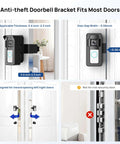 No Drill Doorbell Mount Anti Theft Holder For Video Doorbells With 3 Way Adjustable Base Left Right Down And 40 Degree Rotation