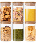 Airtight Glass Storage Jars Set Of 6 37 Oz Each With Bamboo Lids For Tea Coffee Flour Sugar Snacks Spices Candy And Cookies