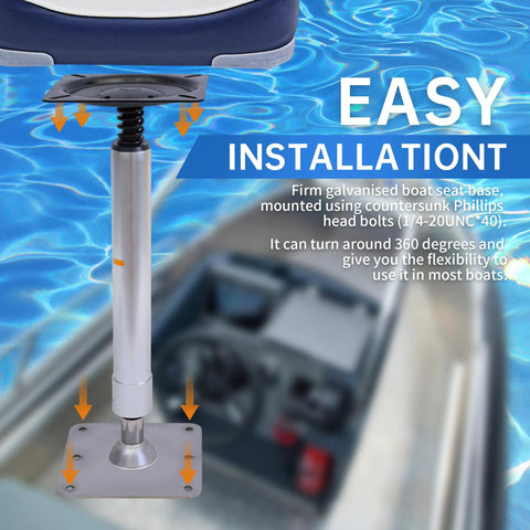 Boat Seat Swivel Mount With 360-Degree Rotation, Three Quarter Inch Steel Pin With Spring on boat pedestal in installation guide