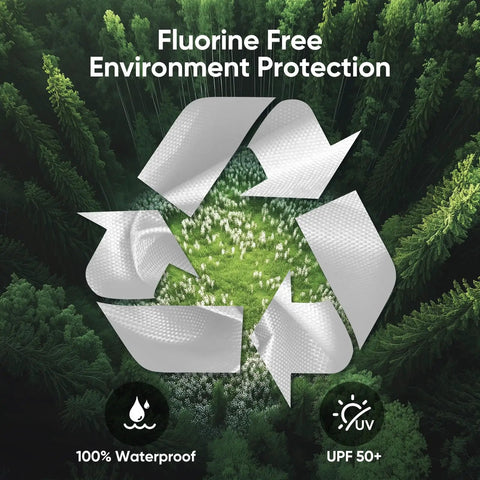 Fluorine free environment protection symbol on forest background, 10x10 Pop Up Canopy Tent Without Sidewalls, Instant Setup Gazebo For One Person