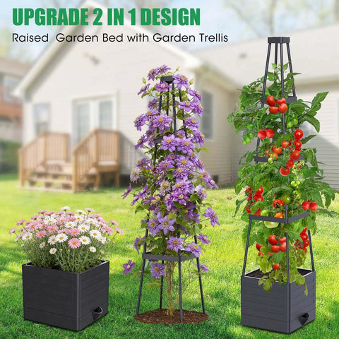 outdoor trellis planter 2 Pack Tomato Planter With Trellis, Self-Watering Garden ✓