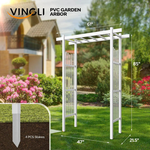 White PVC Garden Arbor Wedding Arch For Ceremony And Party Outdoor Garden Trellis Backdrop Stand For Climbing Plants in garden