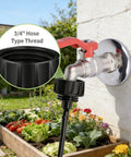 Drip Irrigation Hose Connectors One Quarter Inch To Three Quarters Inch Garden Faucet Adapter Swivel Female Thread To Barbed Connector For Converting Garden Hose To One Quarter Inch Drip Tubing Ideal For Irrigation Kits Three Pack attached to outdoor faucet
