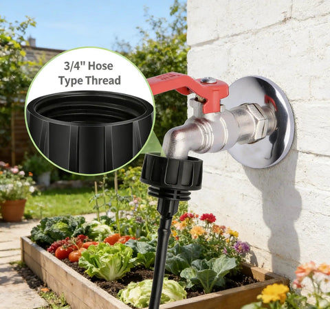 Drip Irrigation Hose Connectors One Quarter Inch To Three Quarters Inch Garden Faucet Adapter Swivel Female Thread To Barbed Connector For Converting Garden Hose To One Quarter Inch Drip Tubing Ideal For Irrigation Kits Three Pack attached to outdoor faucet