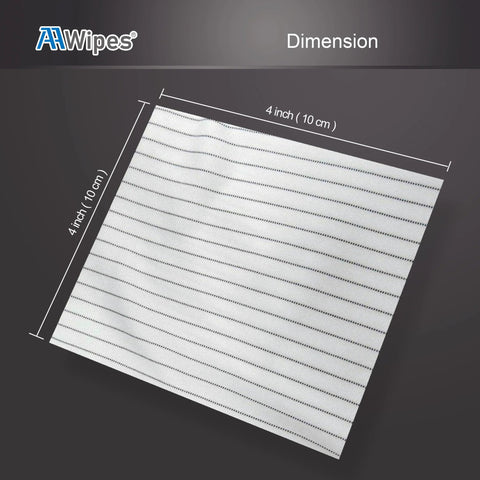 AAWipes cleanroom wipe cloth, 4x4 inches, white polyester with black stripes
