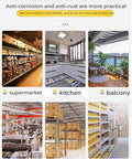 Heavy Duty Garage Shelving Unit With Ultra Wide Metal Beams And Rock Solid Steel Build Acts As A Total Workspace Workhorse Giving You Ample Room For Big Tools And Heavy Gear 78 Inches Tall displayed in a supermarket and kitchen setting.