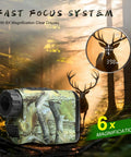 Range Finder For Huntin Up To 1400 Yards With 6X Magnification, Angle Compensation, Height Readout, Vibration Resistant Build For Tree Stand Bow Huntin And Rifle Shots, Delivers True Horizontal Distance On Slopes. camo hunting rangefinder with 6x magnification