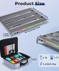 Guitar Pedalboard With Isolated Power Supply, PD-M Aluminum One-Piece Bent Frame shown with dimensions and pedals in a bag