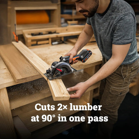 20V Brushless Cordless Circular Saw With 4.5 Inch Blade For Clean Wood Cutting And Fast Home Renovation compactly cutting 2x lumber