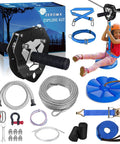Backyard Zip Line Kit 120Ft And 150Ft For Kids And Grownups Up To 380 Lbs With Removable Lion Trolley Six And A Half Foot Spring Brake