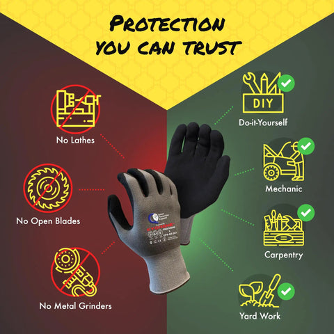 Lightweight Graphene Fiber Cut Resistant Work Gloves ANSI A1 For Gardening DIY Mechanical And General Handling