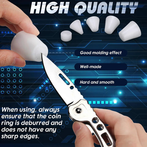 Five Piece Coin Ring Making Tools Folding Cone Set Including One Quarter Inch One Half Inch Five Eighths Inch And Three Fourths Inch Dies With Spacer Disc for high-quality molding