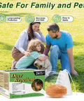 Family in garden with 36 Pack Deer And Rabbit Repellent For Outdoor Gardens And Lawns Keeps Plants Safe From Browsing With Humane Mint Scent Deterrent