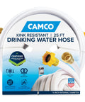 25 Ft RV Drinking Water Hose Lead Free BPA Free And Phthalate Free With Diamond Hatch Reinforced PVC packaging front view