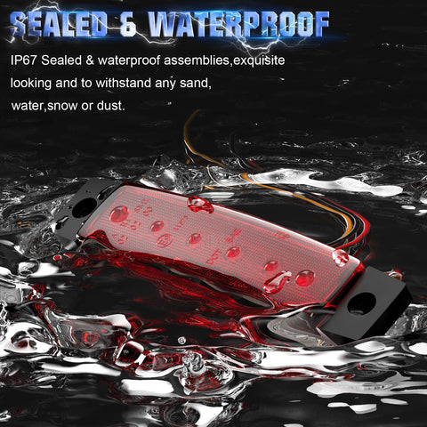 3.8 Inch LED Rock Lights With Strobe And Steady Modes Waterproof underbody in water, showcasing IP67 waterproof feature.