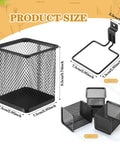 Six Piece Slatwall Cups And Hooks Organizer Set Black Metal Mesh Wire Holder product dimensions and parts view
