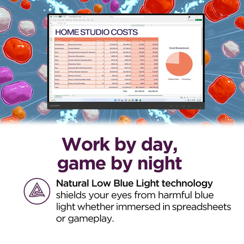 D27-40 27 Inch FHD All In One Monitor That Rocks For Work Or Play, 75Hz Refresh, Natural Low Blue Light, screen displaying spreadsheet