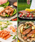 A variety of cooked sausages displayed in different dishes, showcasing grilling and serving options for sausage meals.