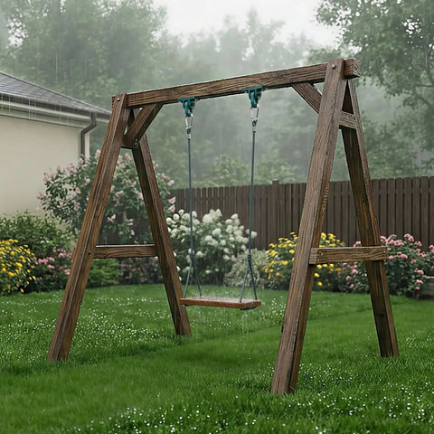 Wooden swing set with Four Pack Heavy Duty Swing Hangers With Screws And Bolts Included For Indoor Outdoor Use Up To 1250 Lbs Each.