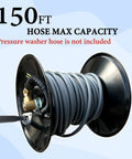 Heavy Duty Steel Pressure Washer Hose Reel With Manual Crank Built To Last Holds Up To 150 Feet Of Three Eighths Inch Whip Hose