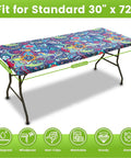 Fitted Spandex Tablecloth For 6 Foot Rectangle Tables With Elastic Edge, Wrinkle Free And Washable Picnic Table Cover for 30x72 in, Paisley Pattern