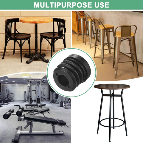 Image of Six Pack Round Tube Inserts With M8 Thread For 1 Inch Outer Diameter Plastic Tubing End Caps used in furniture and gym equipment.