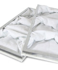 Two-pack of 1-Micron Inner Filter for 1044 and 1270 CFM woodworking air filtration systems showcasing white filter material in metal frames.
