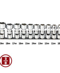Three Eighths Inch Drive Metric Universal 6 Point Socket Set With 10 To 19 mm Chrome Vanadium Steel Mirror Polish Finish