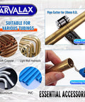 CAVALAX 90° ratcheting tube bender kit with 7 color-coded aluminum heads for 1/4–7/8 in pipes; tube cutter.