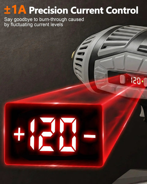 Digital display on Portable 110V Welder For Home Shop And Auto Repair 20 To 120 Amp IGBT Inverter Handheld Stick Welder