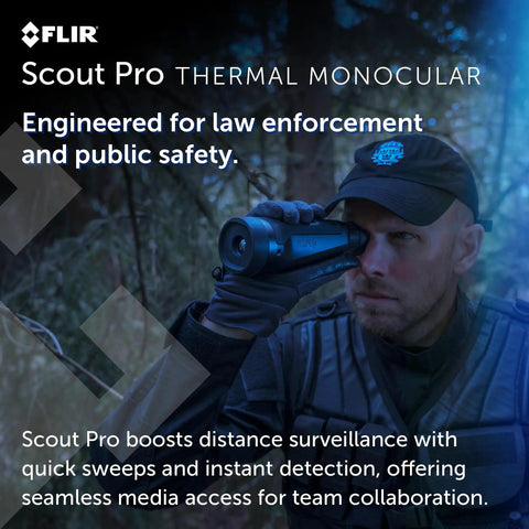 Person using Handheld Thermal Imaging Monocular With 500 Meter Human Detection And 32 Degree Wide Field Of View For Law Enforcement Pros Nite Ops Surveillance And Tactical Use in forest setting