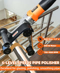 Beast Mode Pipe Polisher And Belt Sander For Stainless Steel Round Tubes 110V 800W Motor External Diameter Polisher Variable Speed 700 To 3000 RPM Aluminum Oxide Sanding Belt 40x760 Mm in use on railing