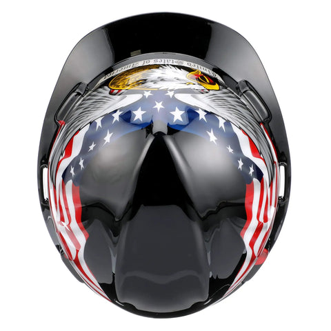 V-Gard Slotted Hard Hat with Fas-Trac Ratchet Suspension, Polyethylene Safety Helmet, ANSI Z89.1, American flag pattern on black