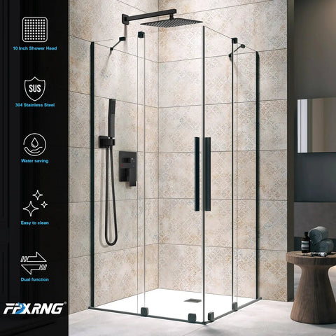 Top Shelf Matte Black Rain Shower Set With Heavy Duty Solid Brass Mixing Valve And 10 Inch Round Head For A Snappy Daily Setup In Your Modern Bathroom Space
