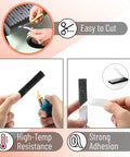 Grill Gasket Sealer For Smoker One Half Inch Wide By One Eighth Inch Thick, Fifteen Feet Long, High Temperature Sealing Tape, Easy To Cut To Fit, Seals Air Leaks And Boosts BBQ Grill Performance, black gasket roll cut to fit smoker door