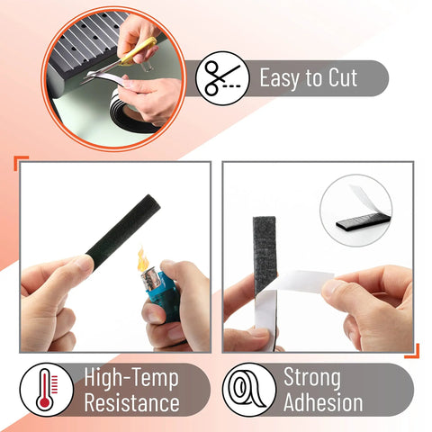 Grill Gasket Sealer For Smoker One Half Inch Wide By One Eighth Inch Thick, Fifteen Feet Long, High Temperature Sealing Tape, Easy To Cut To Fit, Seals Air Leaks And Boosts BBQ Grill Performance, black gasket roll cut to fit smoker door