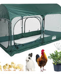 Pop Up Chicken Run Portable Pen With Three Doors, Super Easy Setup For Small Animals, Outdoor Garden Coop, Green