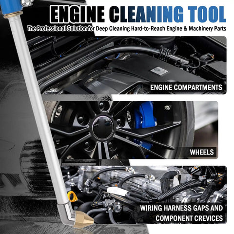 High Pressure Pneumatic Engine Cleaning Gun With Bent Nozzle And 3.93Ft Hose For Deep Auto Engine Cleaning, Professional Car Air Blow Gun For Most Vehicles in engine bay and wheel cleaning