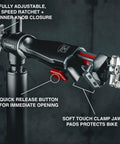 Electric Height Adjustable Bike Repair Stand With 100 Lb Capacity Hands Free Foot Lift Fast Ratchet Clamp Detail