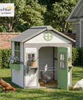 Wooden Chicken Coop For Backyard Hen House For 2 To 4 Chickens With Nesting Box, Planter Pots And Boxes, Windows, And Rabbit Hutch