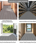Heavy Duty Cuttable Non Slip Electrical Insulating Mat Waterproof Rubber Safety Flooring in various locations like kitchen and warehouse.