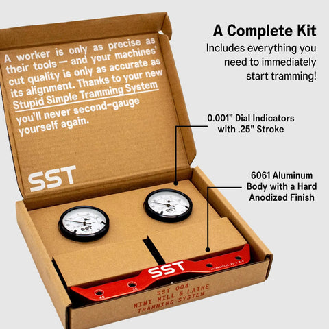 Mini Mill and Lathe Tramming System for Quick Alignment and Calibration with 0.001 Inch Dial Indicators inside box