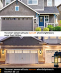 Modern Outdoor Wall Sconces 2 Pack With Dusk To Dawn Sensor Bubble Glass waterproof lights on garage evening illumination.