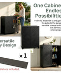 10 Cu Ft Outdoor Storage Cabinet With One Adjustable Shelf Waterproof UV Resistant Resin Keeps Garden Tools Shoes Pool Supplies Organized On Patio Balcony Or Backyard Ready Garage Or Garden Shed Easy Assembly