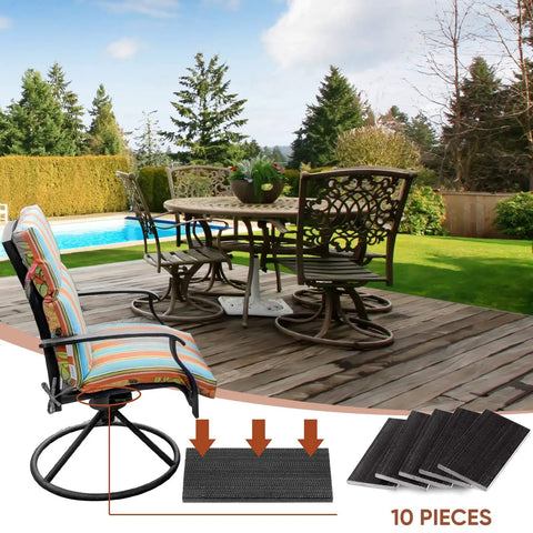 Ten Piece Black Patio Chair Spring Plates Swivel Rocker Replacement Sling Repair Kit Tough Backyard Furniture Fix To Bring Those Old Seats Back In Full Swing Naturally on a patio.
